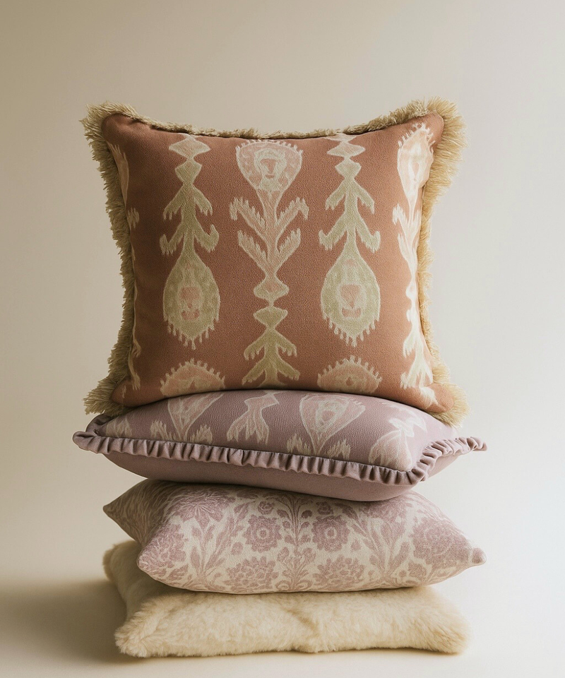 Lush Ikat fringe cushion cover