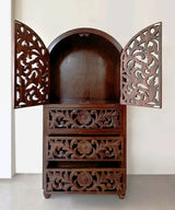 Hand Carved Wooden Temple with Drawers