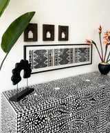Black & White Vegan Floral Inlay Console