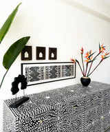 Black & White Vegan Floral Inlay Console