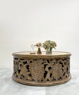 Floral Hand Carved Round Table