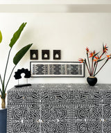 Black & White Vegan Floral Inlay Console