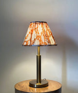 Antique Brass Table Lamp with Floral Pleated Shade