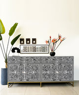 Black & White Vegan Floral Inlay Console