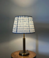 Antique Brass Table Lamp with Blue Floral Pleated Shade