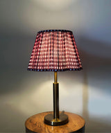 Antique Brass Table Lamp with Maroon Pleated Shade