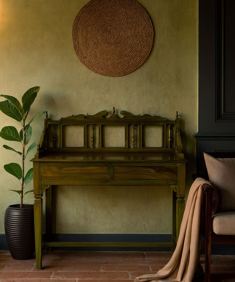 Alden Carved Study Table - Zufolo Designs
