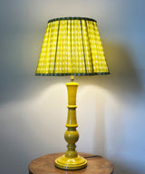 Yellow Table Lamp with Pleated Gingham Shade