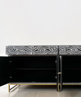 Black & White Vegan Floral Inlay Console