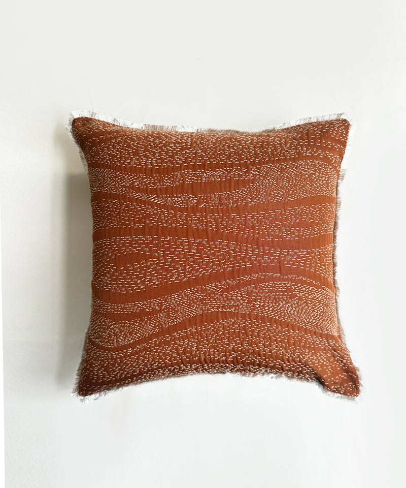 Rust Kantha Cushion Cover