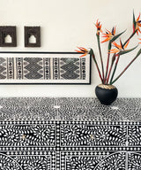 Black & White Vegan Floral Inlay Console