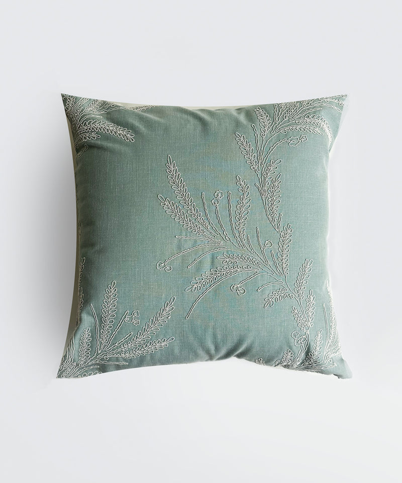 Sage Embroidered Cushion Cover