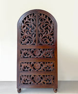 Hand Carved Wooden Temple with Drawers