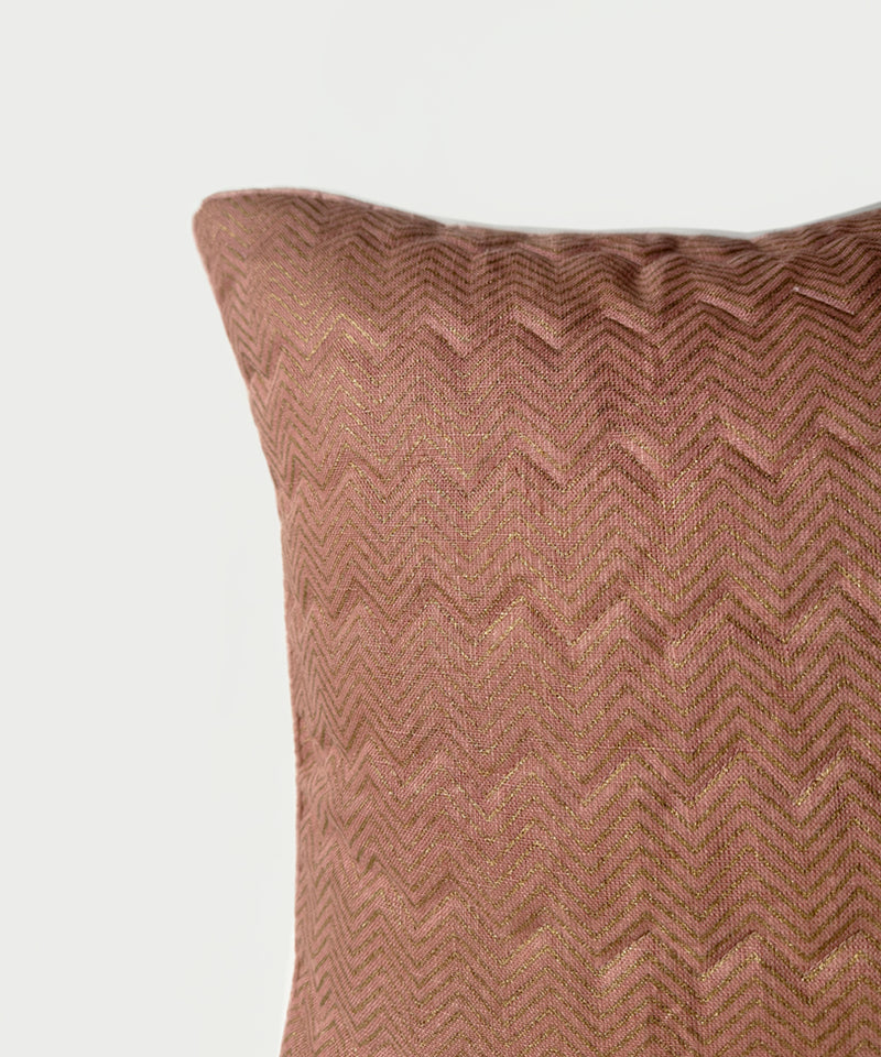 Peach chevron quilted cushion cover