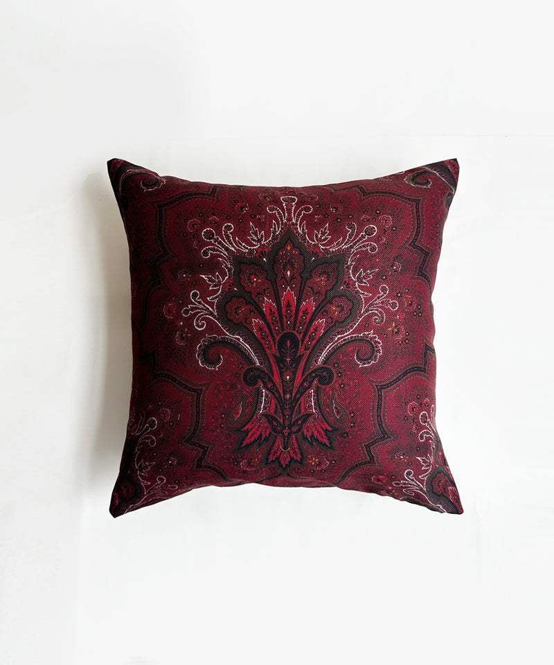 Maroon motif cushion cover