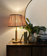 Brass Table Lamp with Warm Pleated Shade