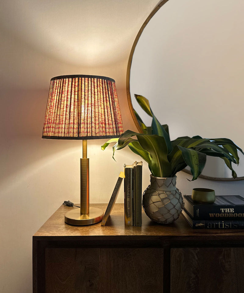 Brass Table Lamp with Warm Pleated Shade