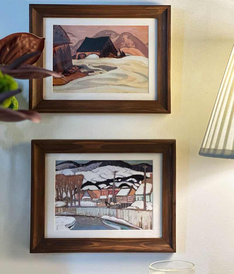 Old Town Winter View Vintage Art Print Frame