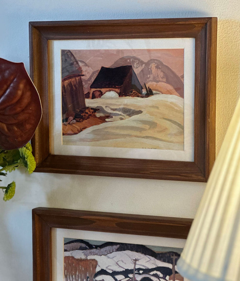 Snowfield Cottage Vintage Landscape Artwork