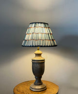 Handcrafted Wooden Table Lamp with Pleated Printed Shade