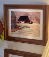 Snowfield Cottage Vintage Landscape Artwork