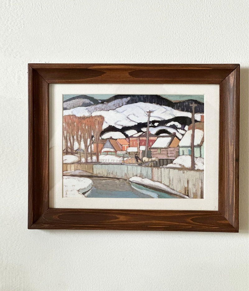 Old Town Winter View Vintage Art Print Frame