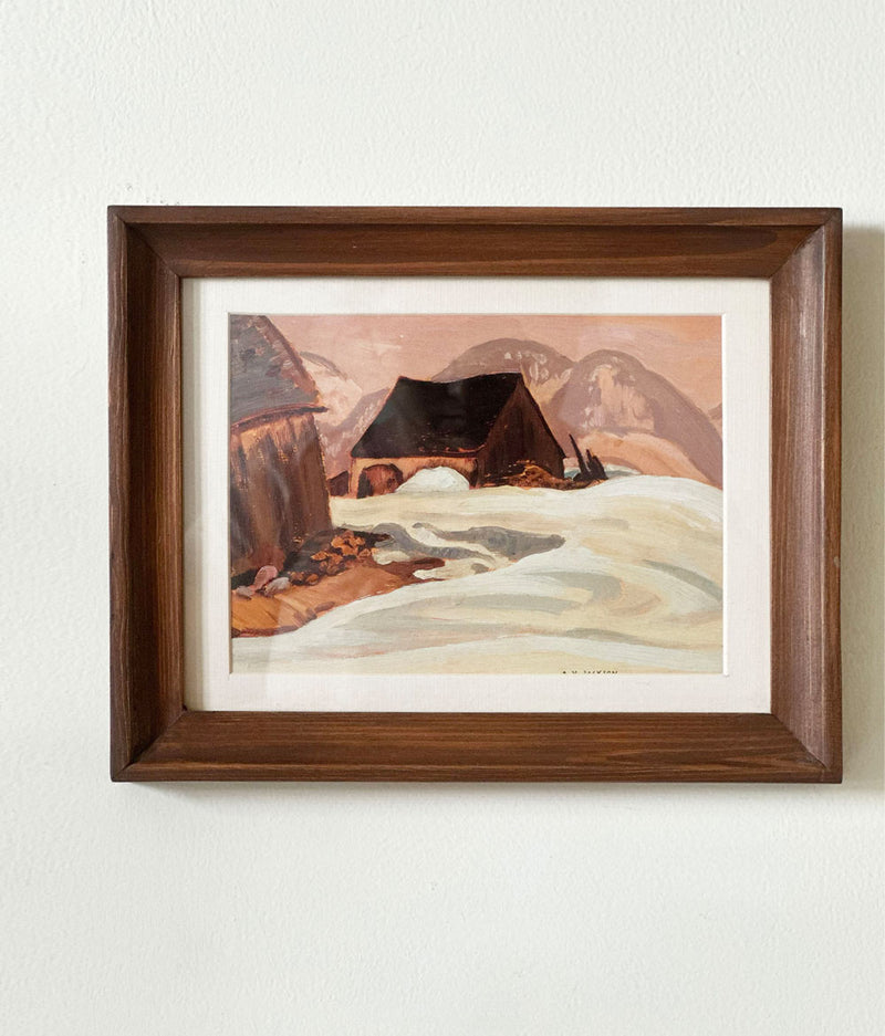 Snowfield Cottage Vintage Landscape Artwork