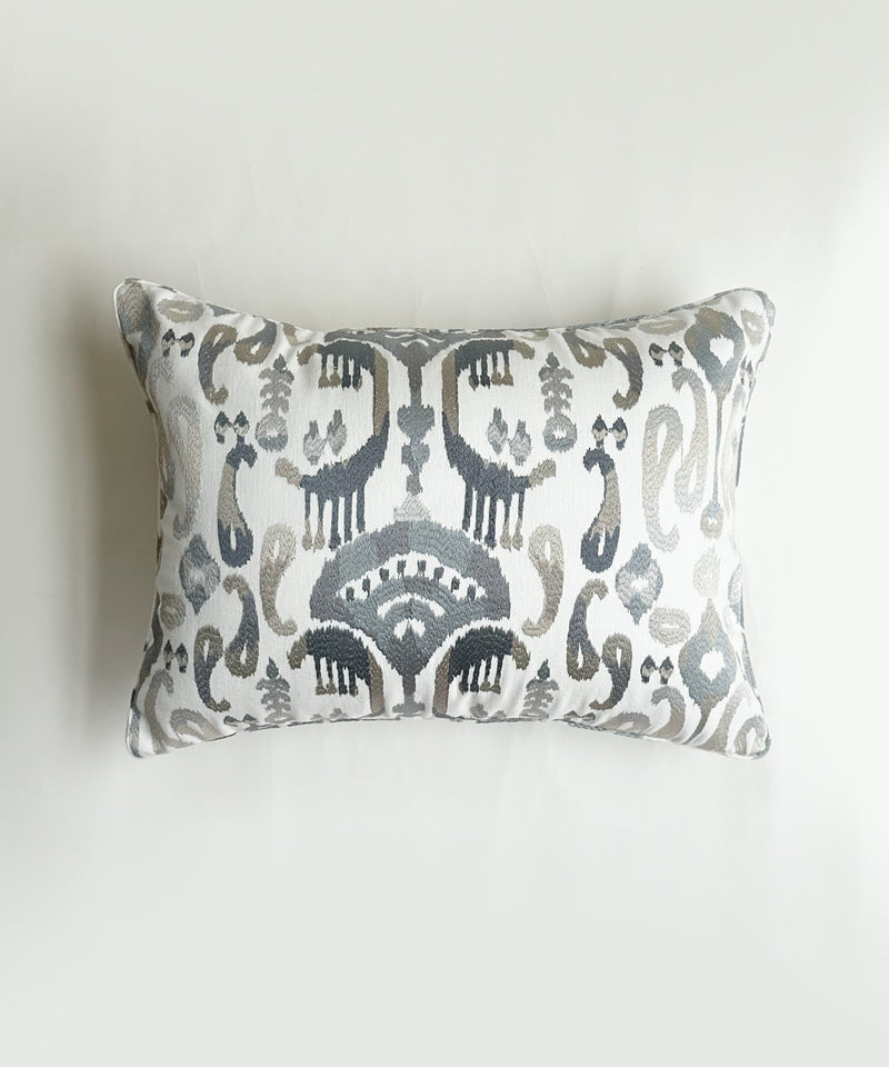 Blues Embroidered Ikat cushion cover