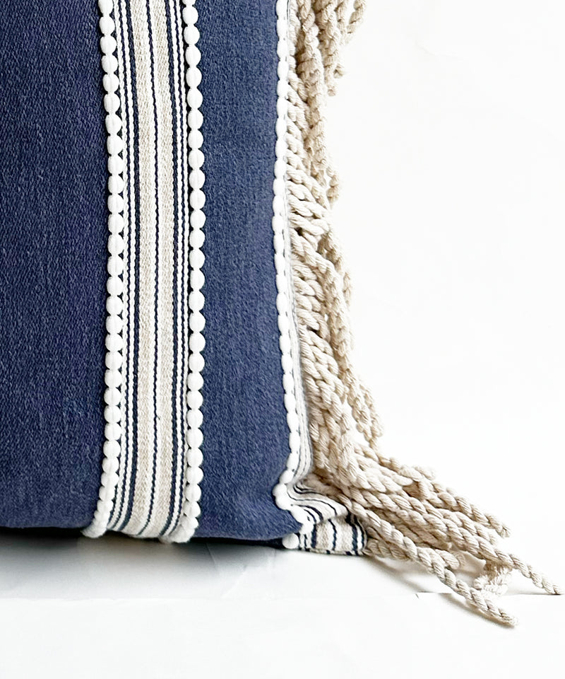 Nautical fringe cushion cover