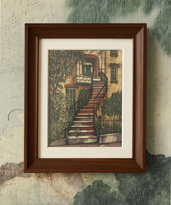 Stairway to Autumn – Vintage Architectural Art Print