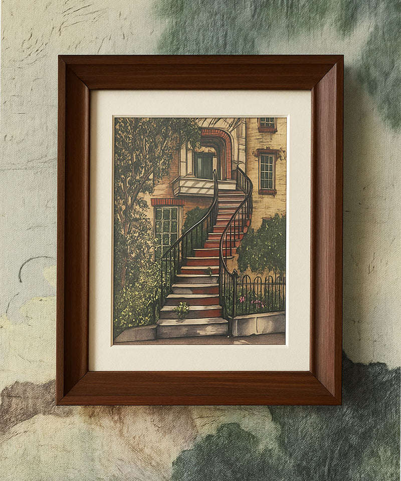 Stairway to Autumn – Vintage Architectural Art Print