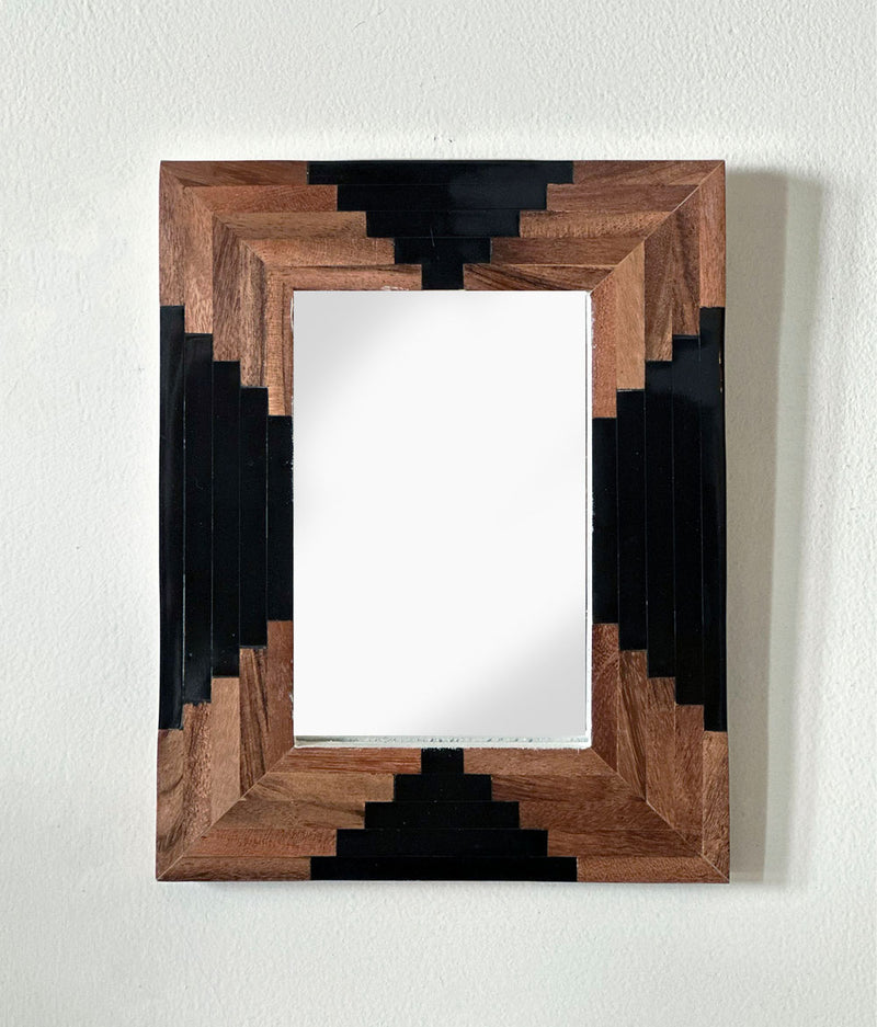 Black & Walnut Geo Vegan Inlay Mirror