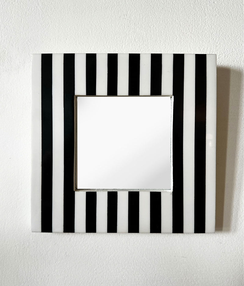 Monochrome Stripe Vegan Inlay Wall Mirror
