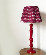 Red Table Lamp with Maroon Gingham Pleated Shade