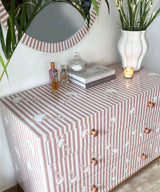 Blush Pink Floral Stripe Chest of Drawers in Vegan Inlay