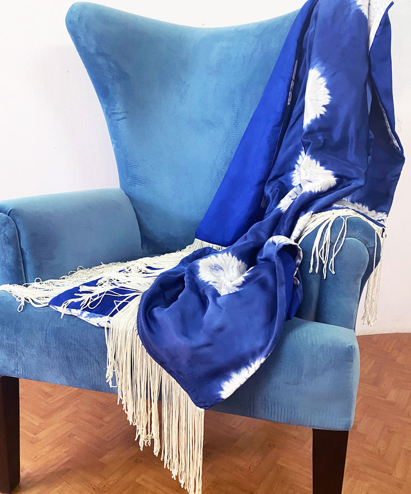 Boho Tie and Dye Silk Throw Blanket 