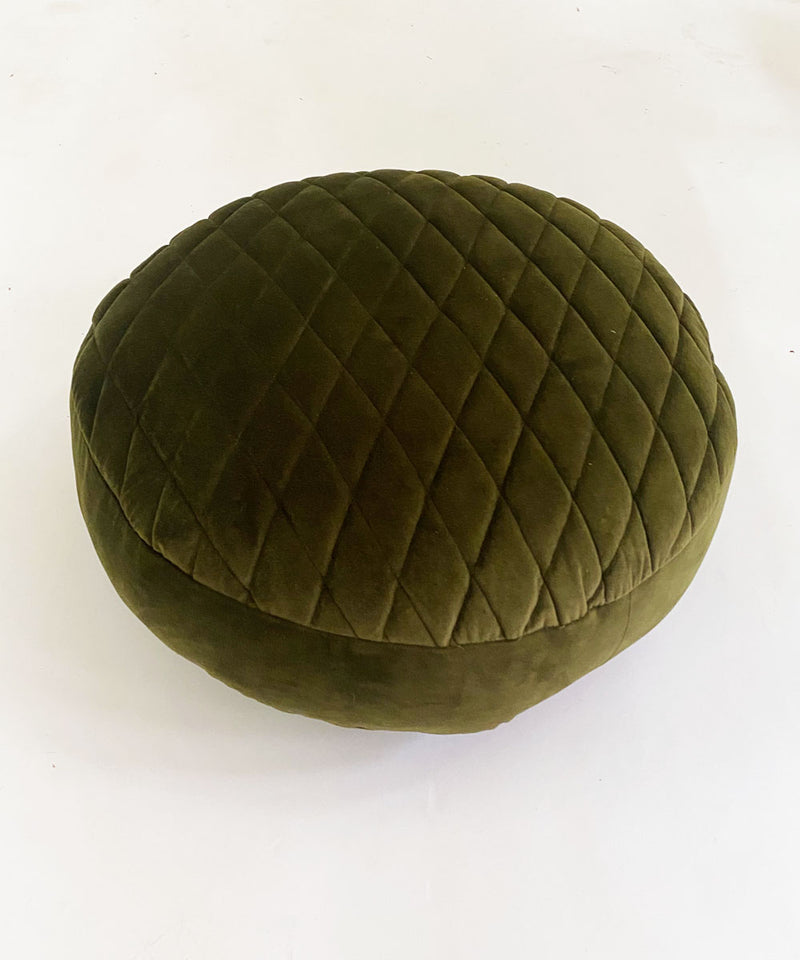 Olive Round Quilted Cushion