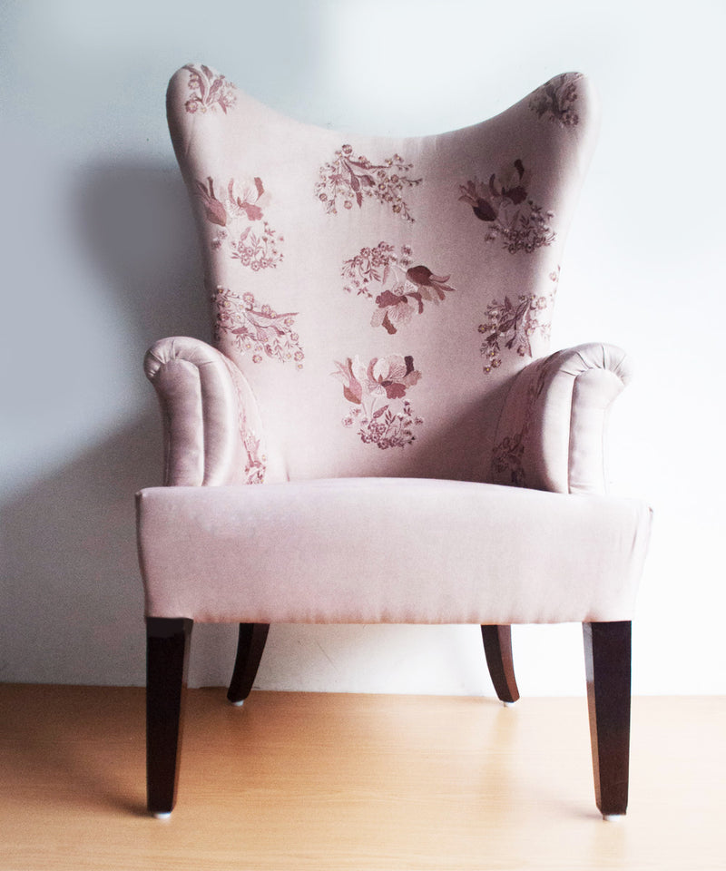 Falling Flowers Wingback Chair1