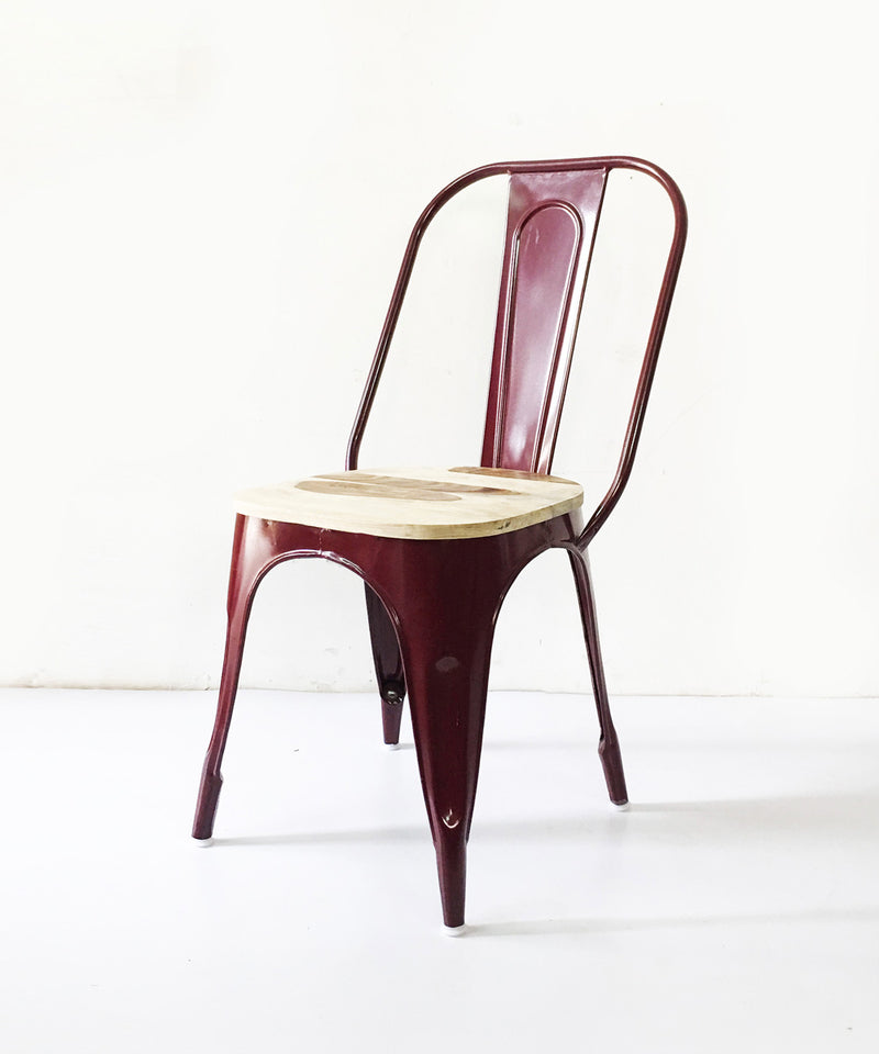 Hallie Metal & Wood  Burgundy Chair