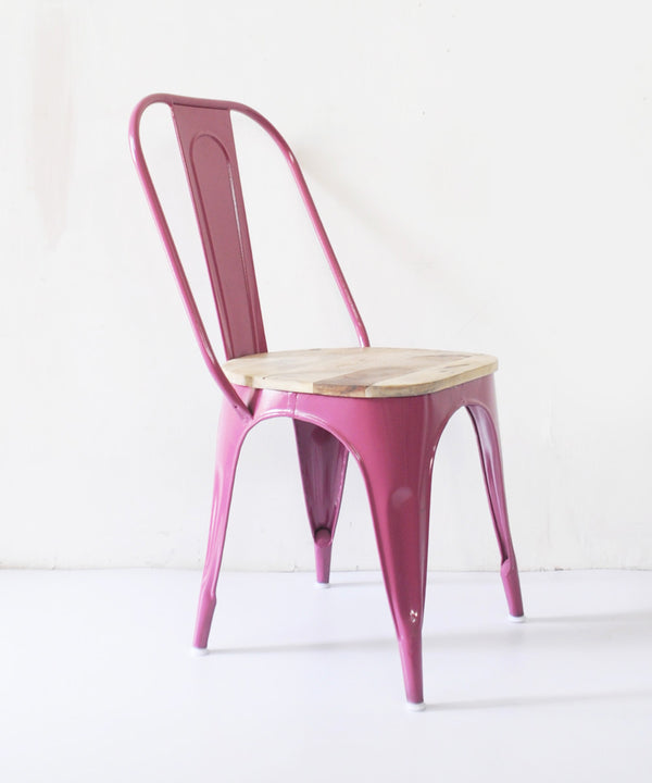 Hallie Metal & Wood  Pink Chair
