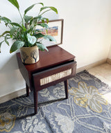 Wooden Cane Bed Side Table