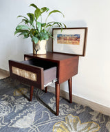 Wooden Cane Bed Side Table